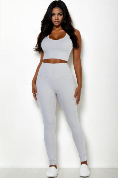 Ribbed Crop Top & Leggings Set - Goddess Vibes