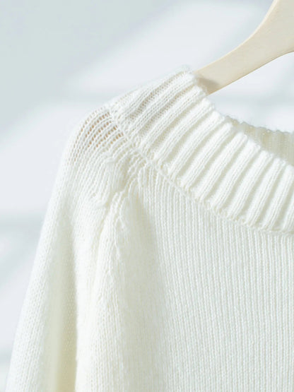 Ribbed Knit Boat Neck Sweater - Goddess Vibes