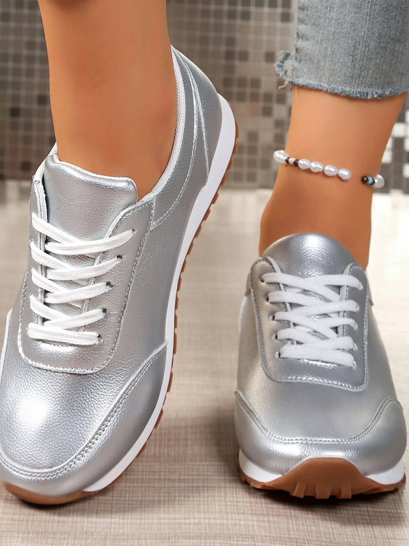 Round Toe Lace - Up Sneakers - Goddess Vibes