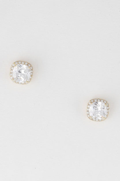 Rounded Square Rhinestone Earrings - Goddess Vibes