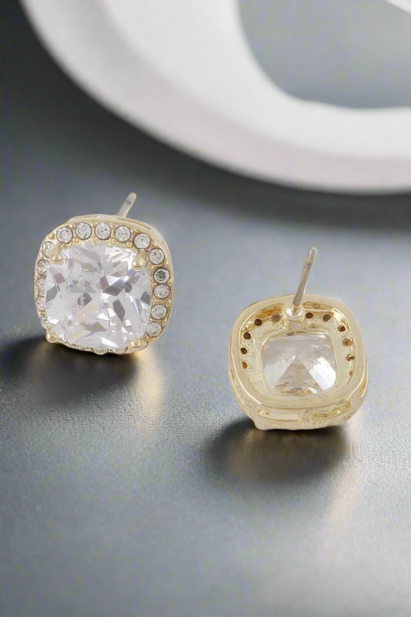 Rounded Square Rhinestone Earrings - Goddess Vibes