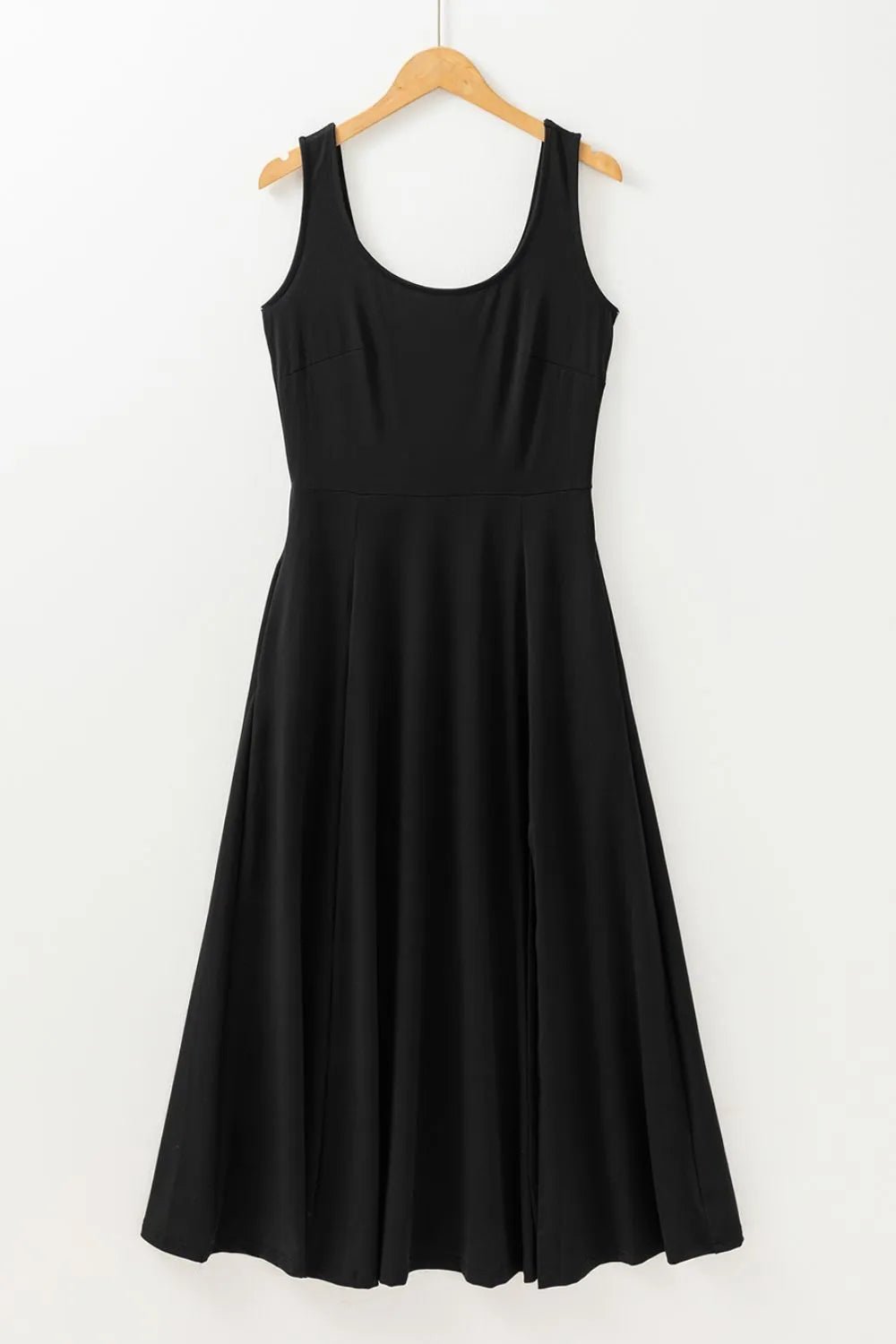 Side Slit Scoop Neck Wide Strap Dress - Goddess Vibes