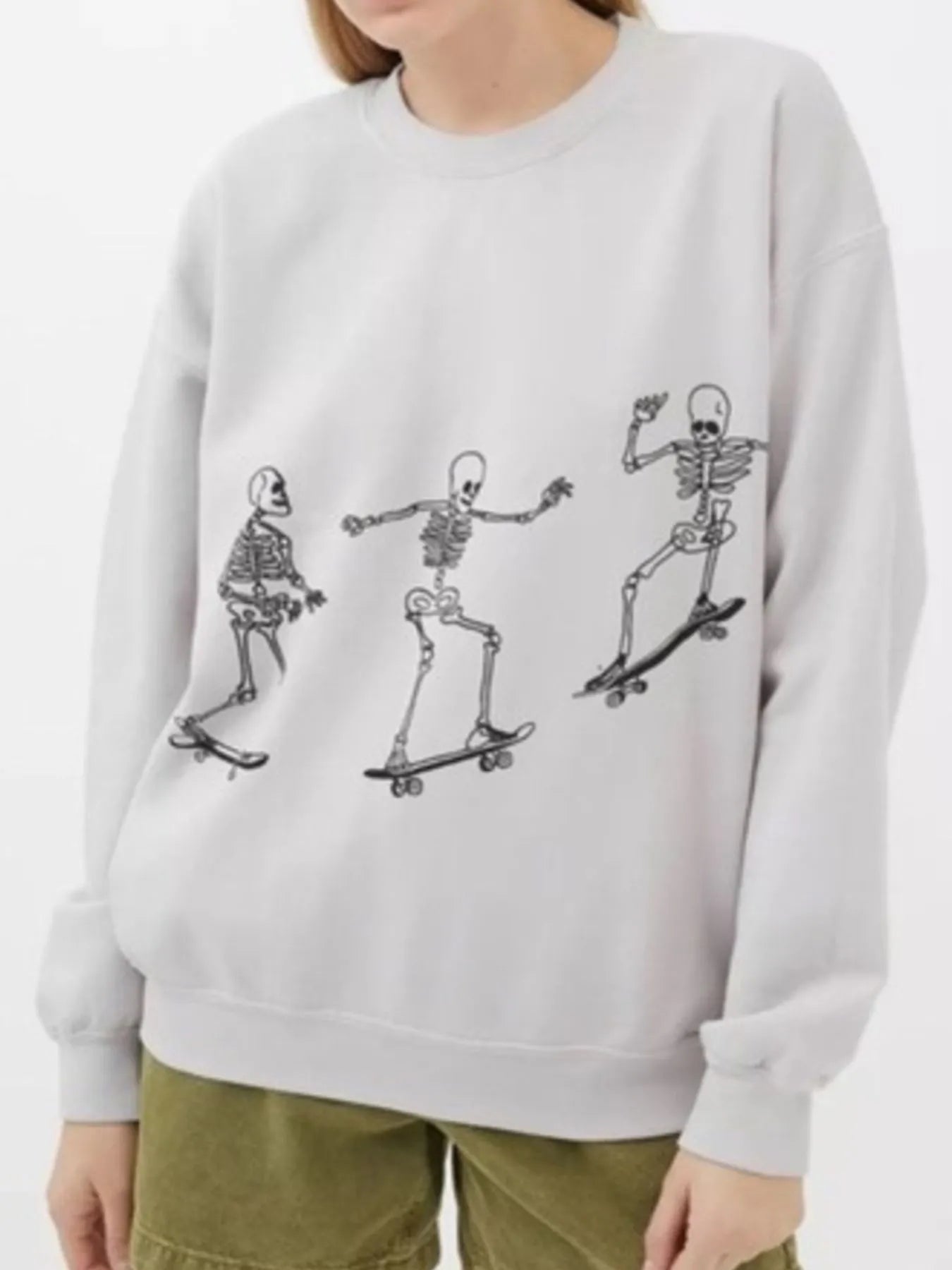 Skeleton Graphic Oversized Sweatshirt - Goddess Vibes