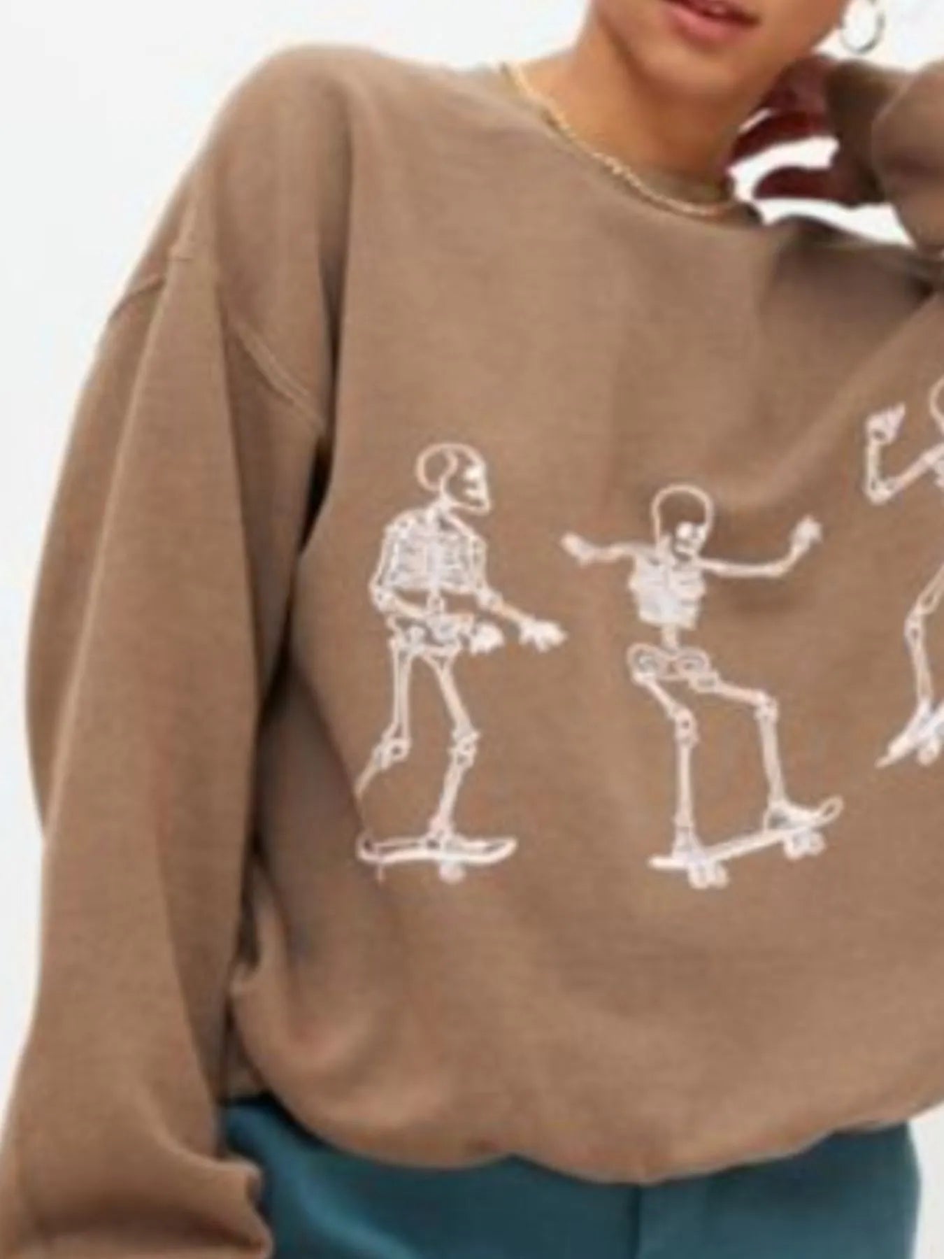 Skeleton Graphic Oversized Sweatshirt - Goddess Vibes