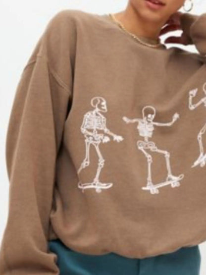Skeleton Graphic Oversized Sweatshirt - Goddess Vibes