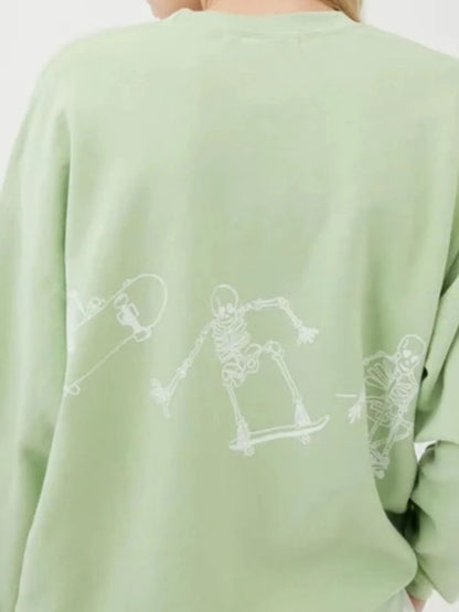 Skeleton Graphic Oversized Sweatshirt - Goddess Vibes