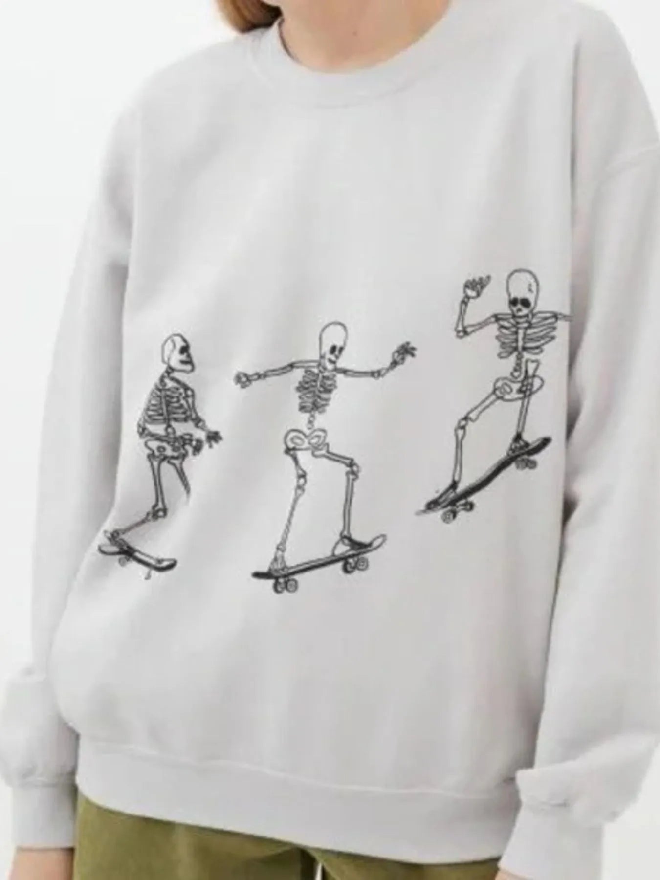 Skeleton Graphic Oversized Sweatshirt - Goddess Vibes