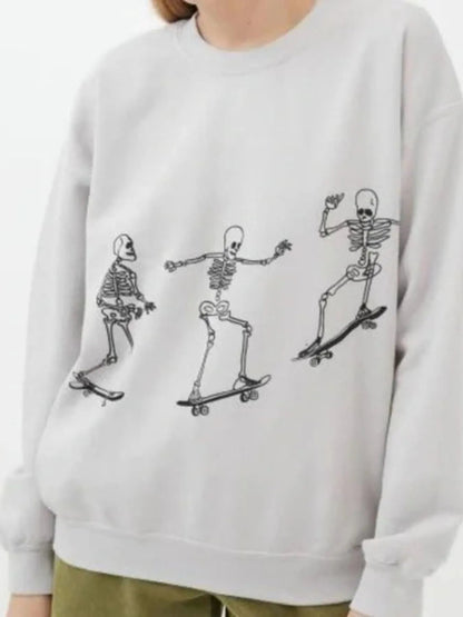 Skeleton Graphic Oversized Sweatshirt - Goddess Vibes