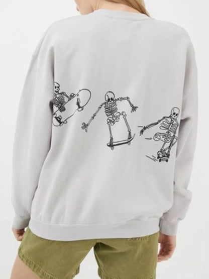 Skeleton Graphic Oversized Sweatshirt - Goddess Vibes