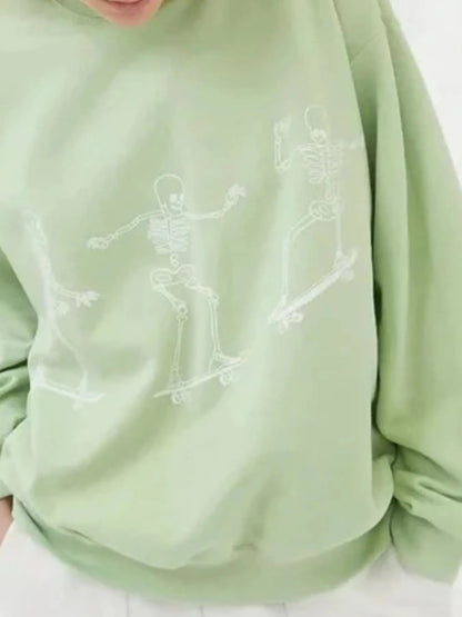 Skeleton Graphic Oversized Sweatshirt - Goddess Vibes