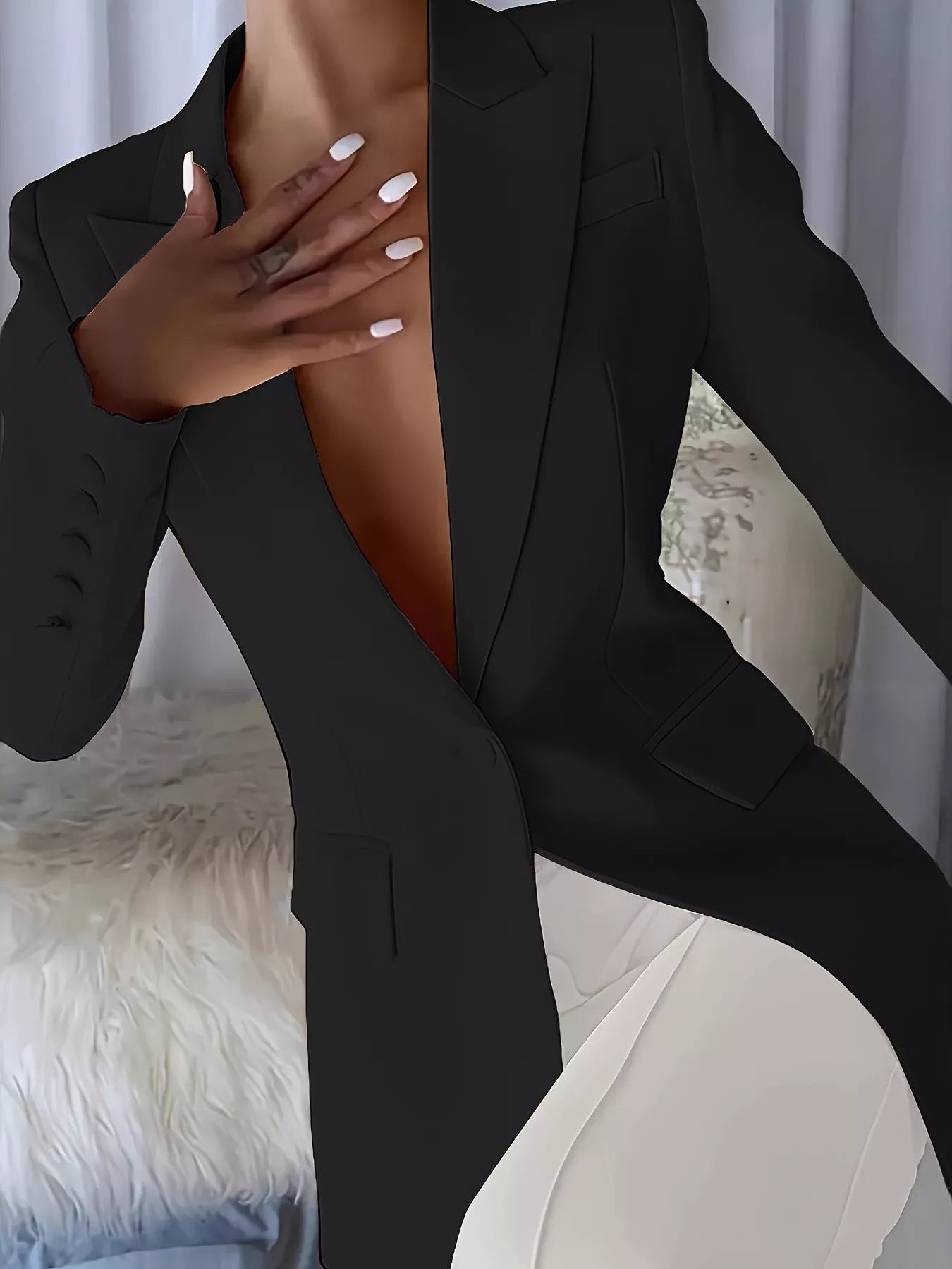 Slim - Fit Lapel Collar Blazer - Goddess Vibes