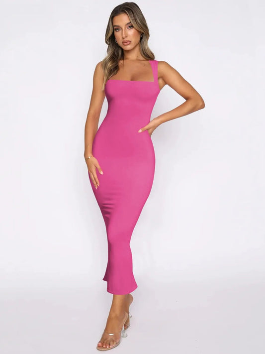 Slit Back Sleeveless Maxi Tank Dress - Goddess Vibes