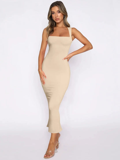 Slit Back Sleeveless Maxi Tank Dress - Goddess Vibes