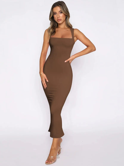Slit Back Sleeveless Maxi Tank Dress - Goddess Vibes