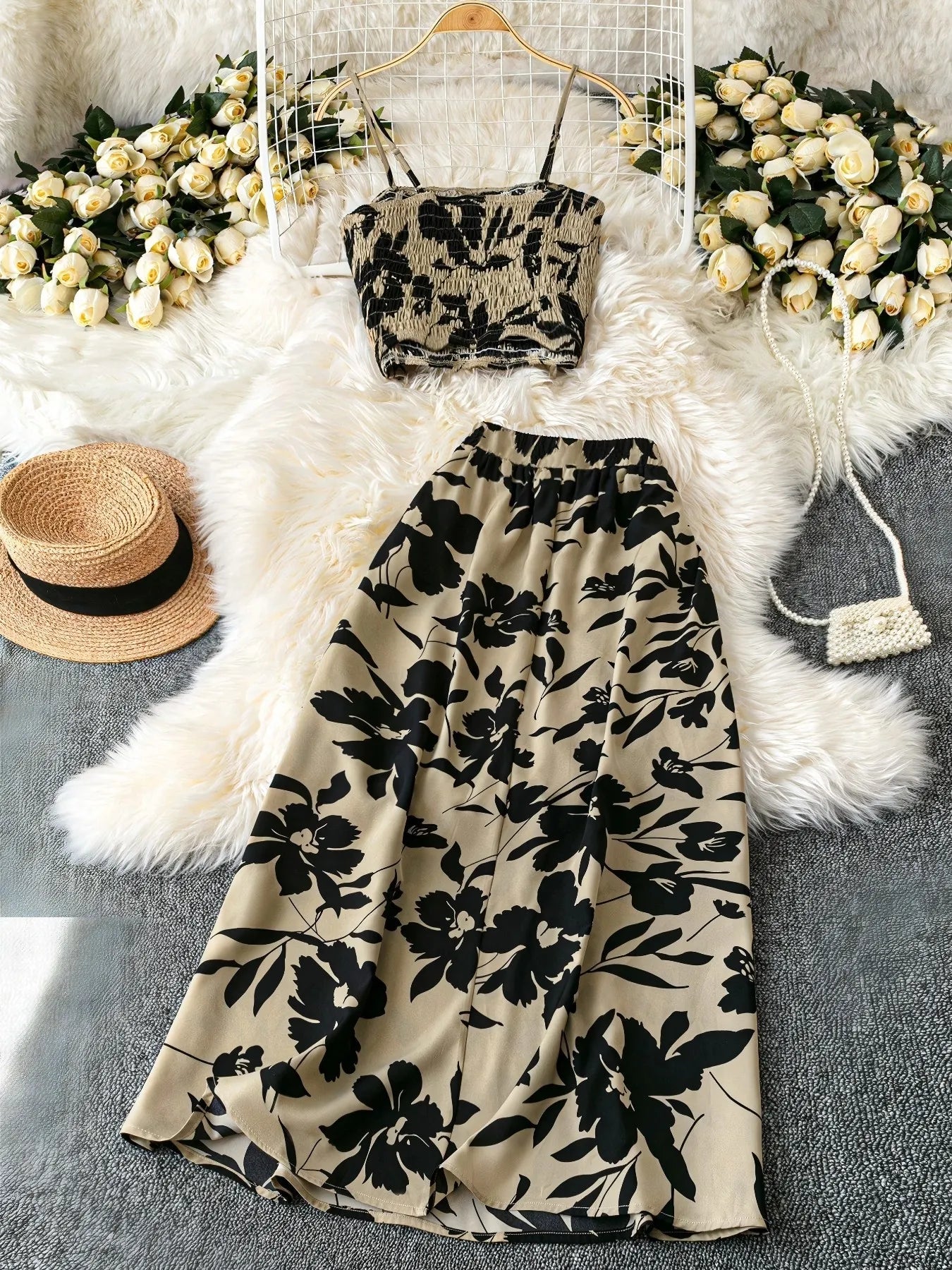 Smocked Printed Cami and Skirt Set - Goddess Vibes