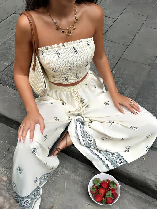 Smocked Tube Top and Pants Set - Goddess Vibes