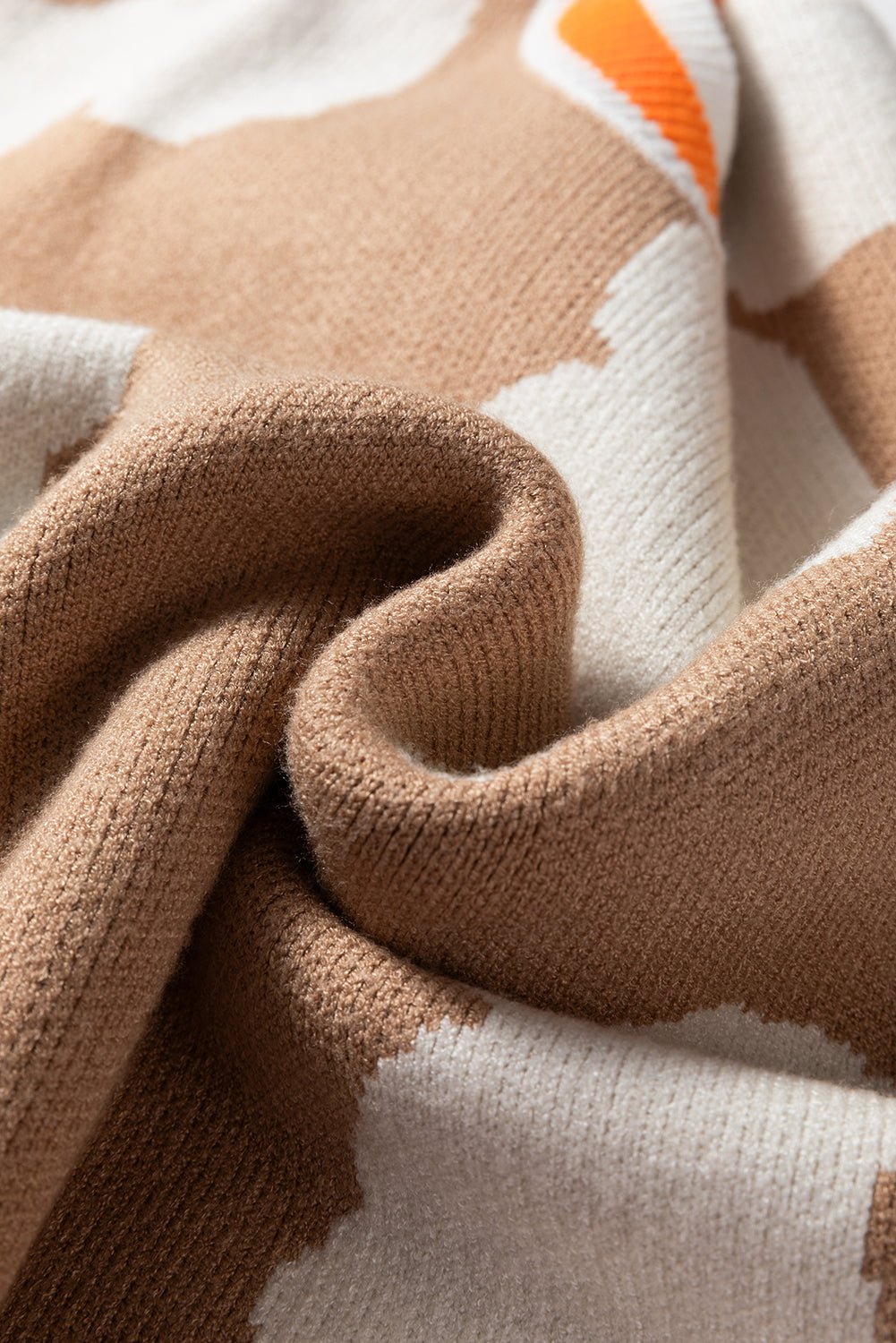 Smoke Gray Big Flower Pattern Contrast Striped Baggy Sweater - Goddess Vibes