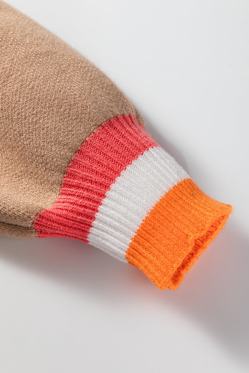 Smoke Gray Big Flower Pattern Contrast Striped Baggy Sweater - Goddess Vibes