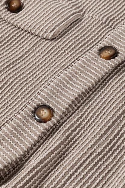 Smoke Gray Solid Corded Drop Shoulder Plus Size Shacket - Goddess Vibes