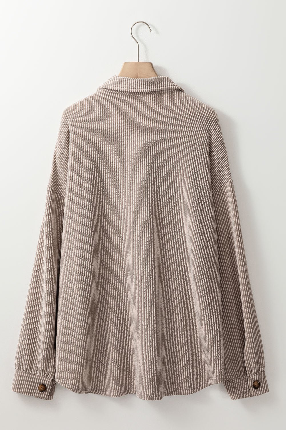 Smoke Gray Solid Corded Drop Shoulder Plus Size Shacket - Goddess Vibes