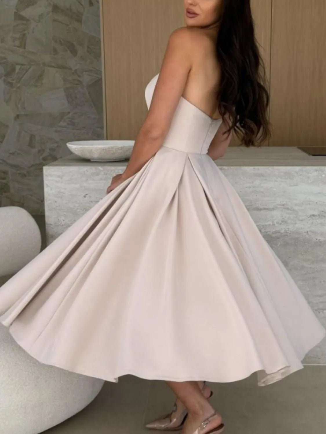 Solid Color Tube Midi Dress - Goddess Vibes