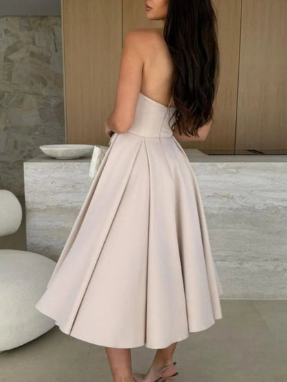 Solid Color Tube Midi Dress - Goddess Vibes