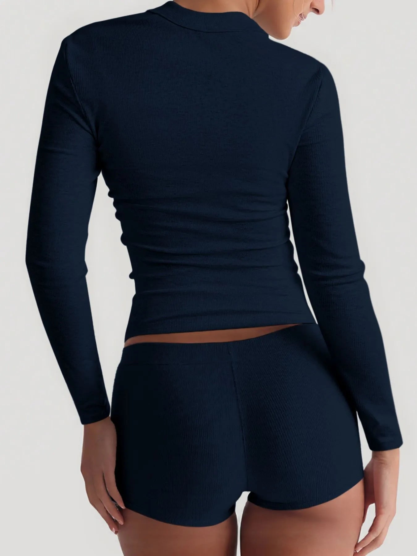 Square Neck Long Sleeve Top and Shorts Set - Goddess Vibes