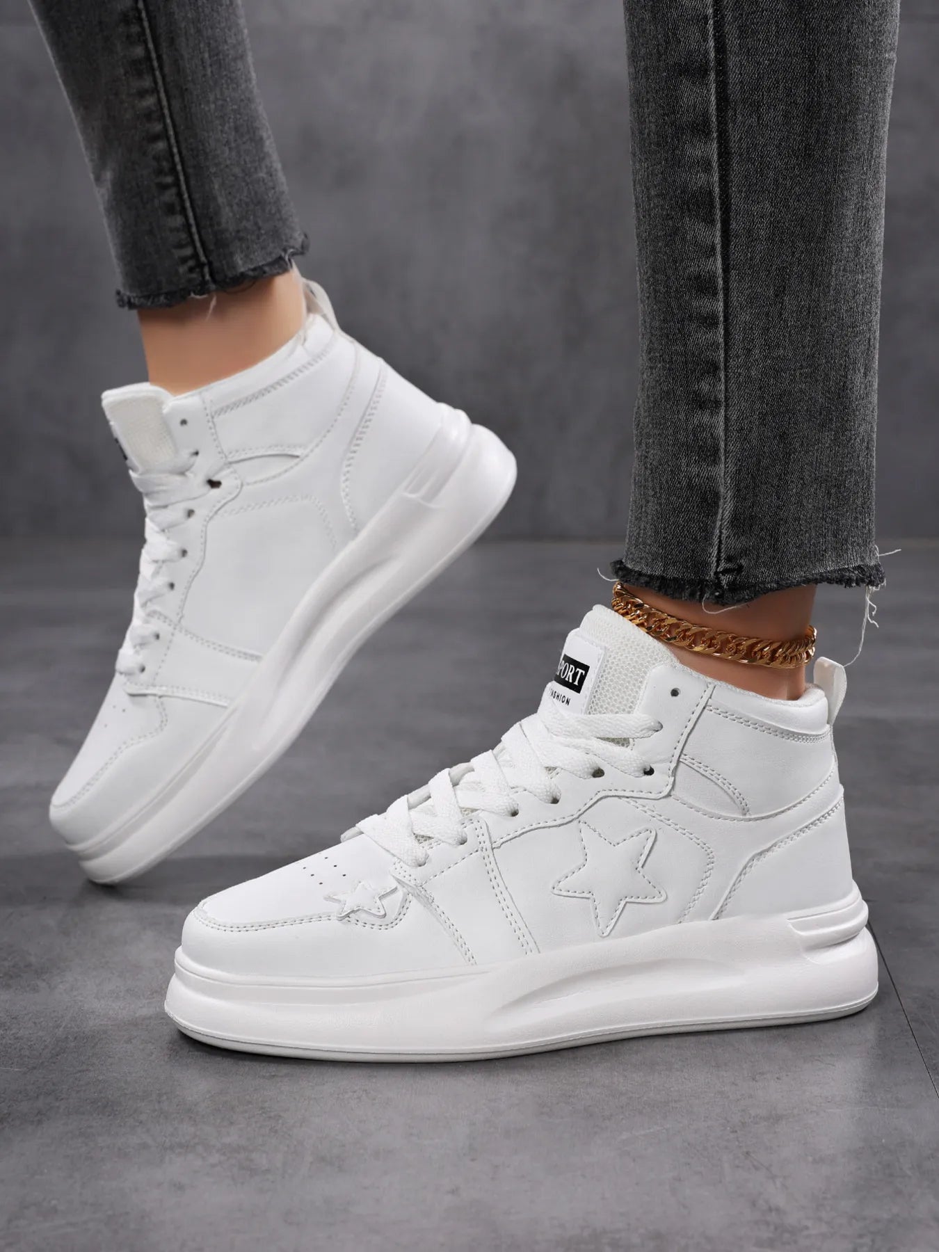 Star Pattern Lace Up Sneakers - Goddess Vibes