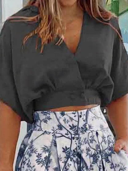 Surplice Top and High Waist Pants Set - Goddess Vibes