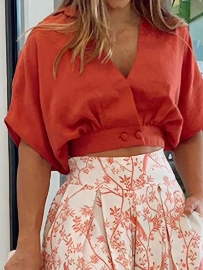 Surplice Top and High Waist Pants Set - Goddess Vibes