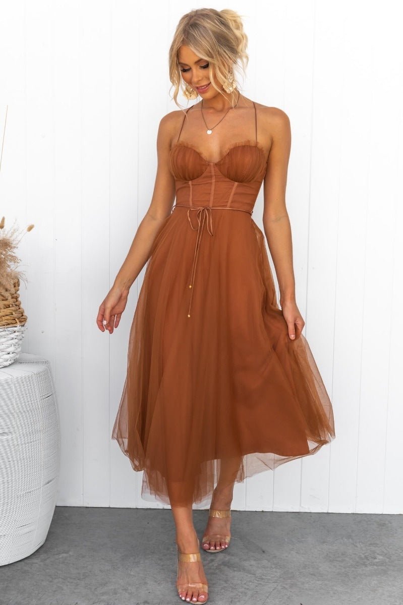 Temperament Camisole Mesh Party Evening Dress - Goddess Vibes
