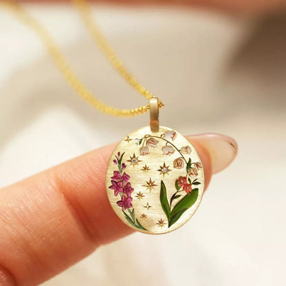 Titanium Steel Painted Oil Dripping Floral Oval Tarot Necklace - Goddess Vibes