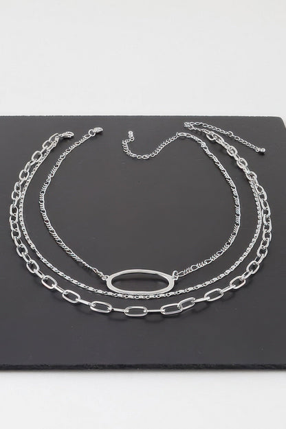Triple Open Oval Chain Necklace - Goddess Vibes