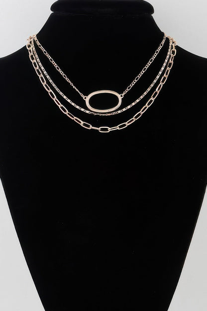 Triple Open Oval Chain Necklace - Goddess Vibes