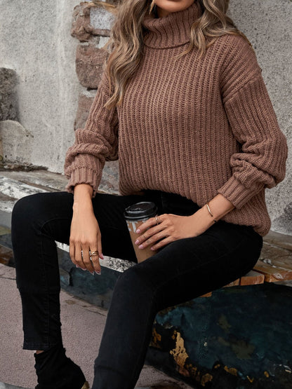 Turtleneck Rib - Knit Sweater - Goddess Vibes