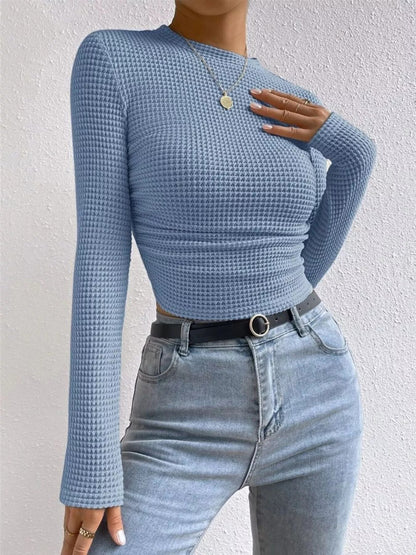 Waffle Knit Long Sleeve T-Shirt - Goddess Vibes