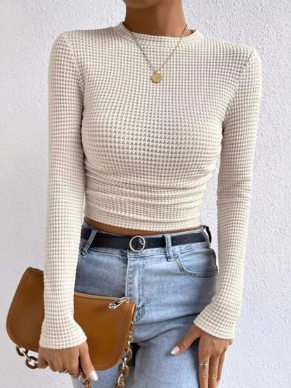 Waffle Knit Long Sleeve T-Shirt - Goddess Vibes
