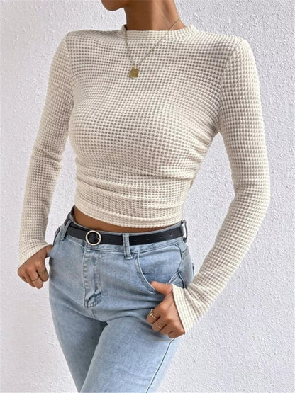 Waffle Knit Long Sleeve T-Shirt - Goddess Vibes