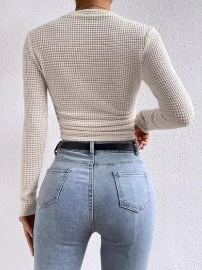 Waffle Knit Long Sleeve T-Shirt - Goddess Vibes