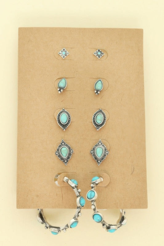 Western Theme Assorted 5 Pair Earring Set - Goddess Vibes