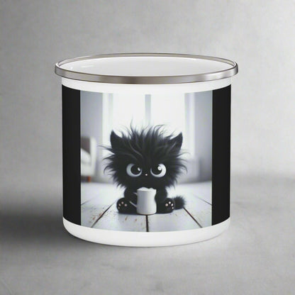 Whimsical Cat Enamel Camping Mug, Cute Coffee Cup, Outdoor Mug, Pet Lover Gift, Nature Adventure Accessory - Goddess Vibes