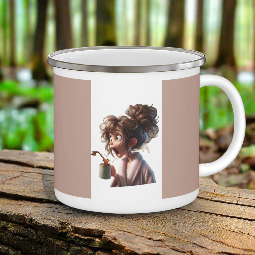 Whimsical Enamel Camping Mug, Nature Lover Gift, Cozy Cabin Drinkware, Travel Mug for Adventurers, Cute Mug for Coffee Lovers, Outdoor [...] - Goddess Vibes