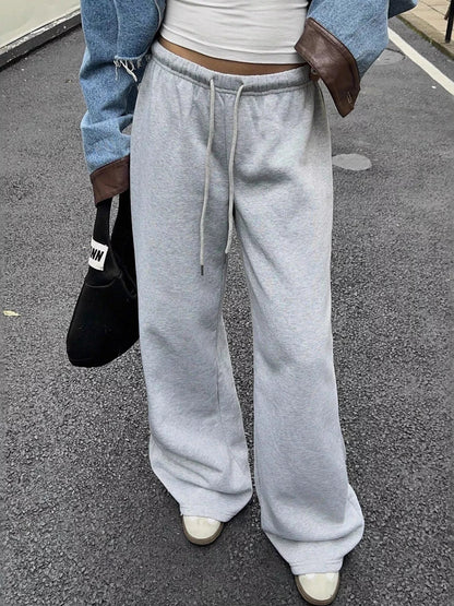 Wide Leg Sweatpants with Drawstring - Goddess Vibes