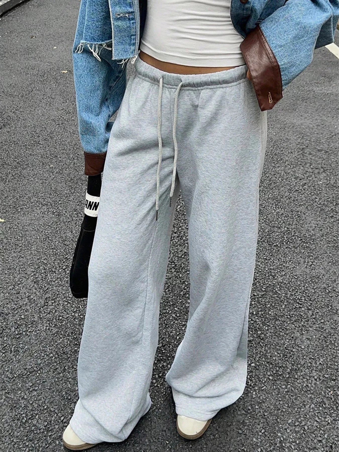 Wide Leg Sweatpants with Drawstring - Goddess Vibes