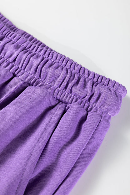 Wisteria Solid Color Collared Pullover and Central Seam Pants Set - Goddess Vibes