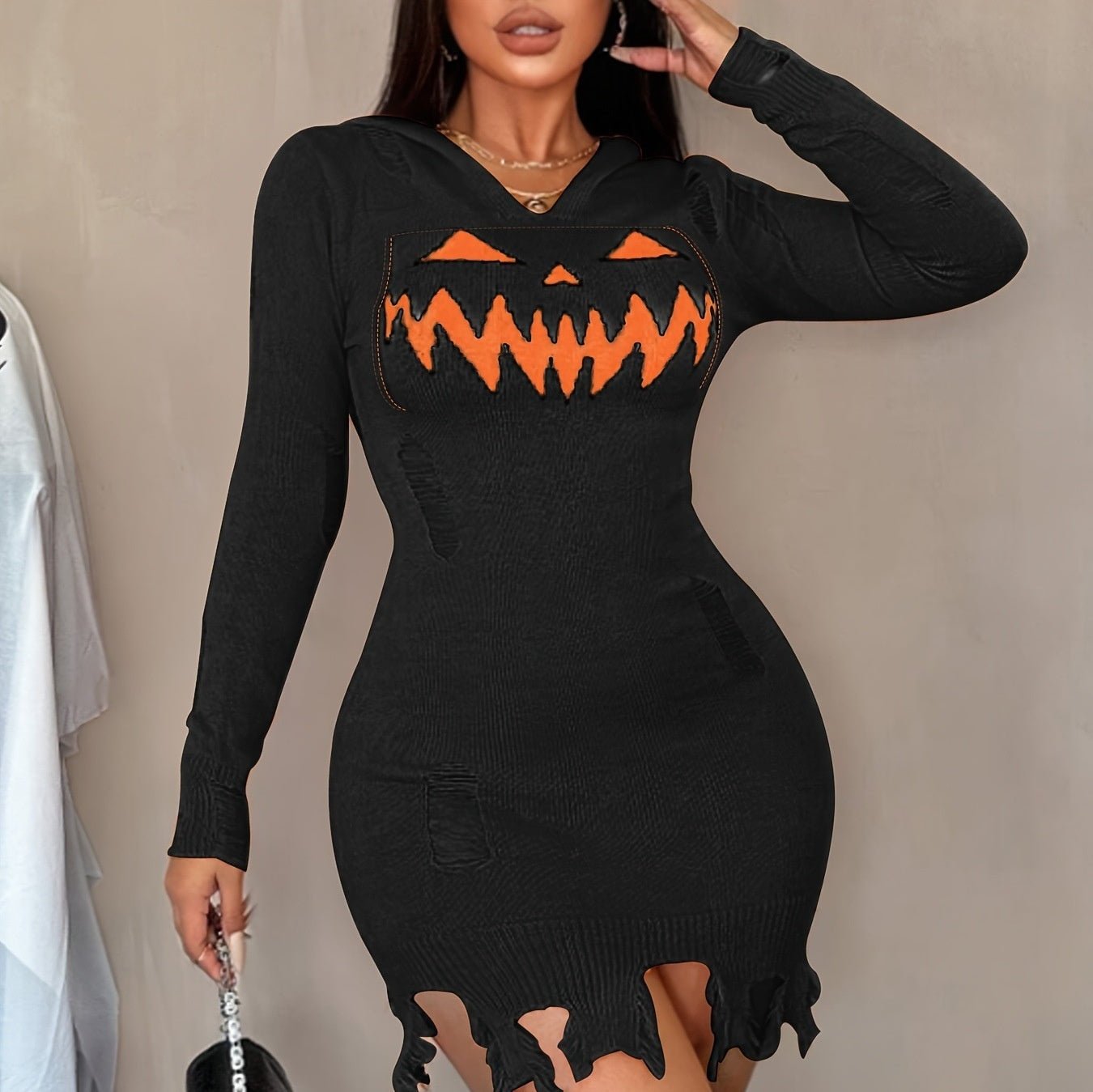 Women's Solid Color Hooded Halloween Fashion Tight Dress - Goddess Vibes