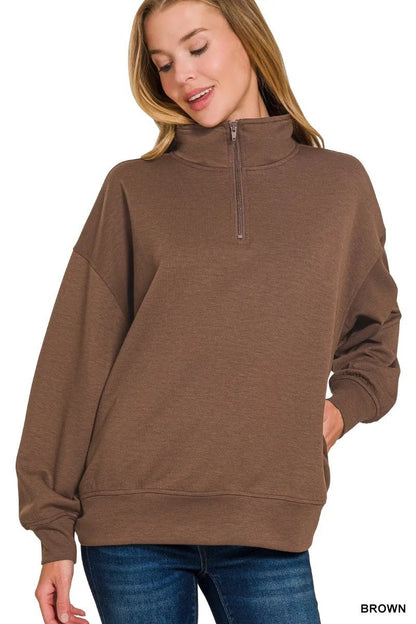 Zenana Scuba Quarter - Zip Sweatshirt - Goddess Vibes