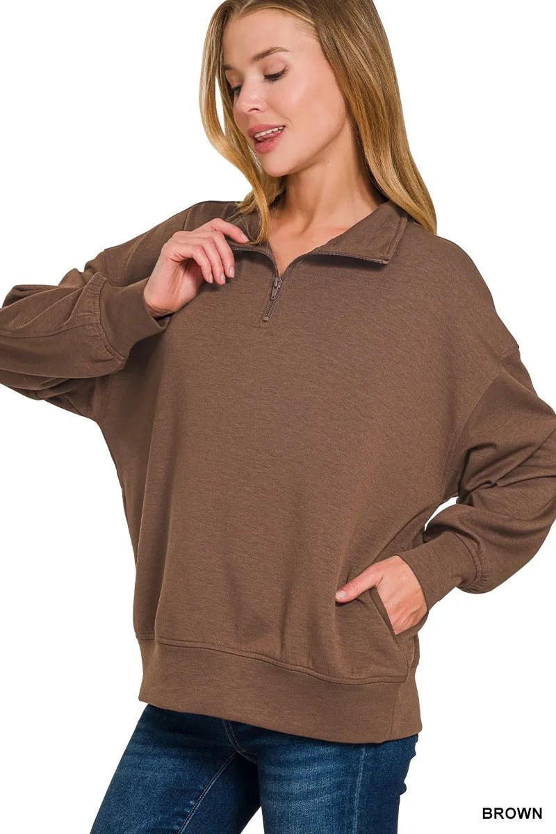 Zenana Scuba Quarter - Zip Sweatshirt - Goddess Vibes