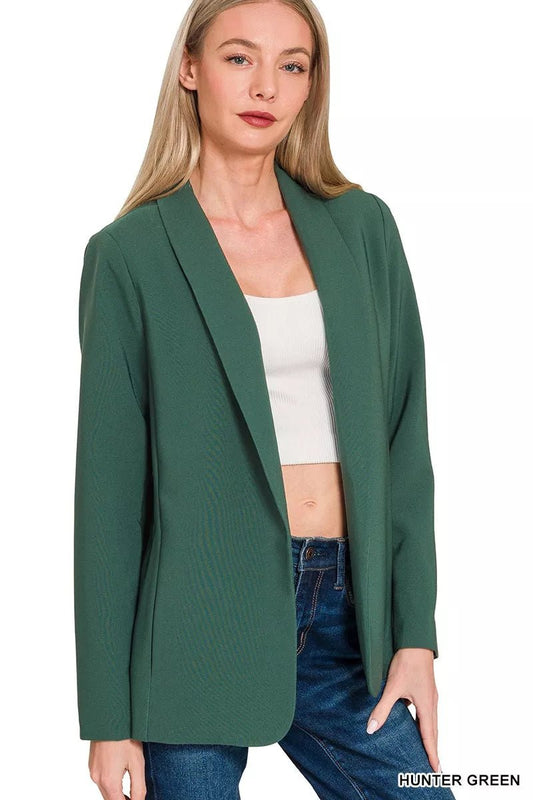 Zenana Woven Long Sleeve Blazer With Lining - Goddess Vibes